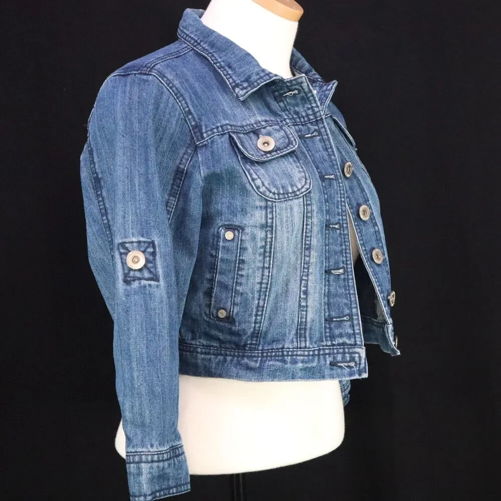 Denim Jacket Highway Jeans Kids Size M Roll Tab Sleeve Pockets